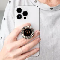 Japanese Black and Red Floral Pattern Personalized PopSocket