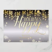 Happy Holidays Christmas Lights And Snowflakes Foil Holiday Card