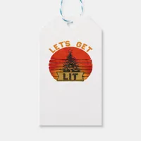 Let's Get Lit Funny Christmas Humor Quote Vintage  Gift Tags