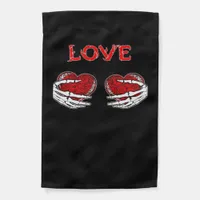 Skeleton Hands Heart Funny Design Garden Flag