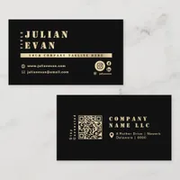 Modern Black & Gold Shiny Stencil Bold Typography Business Card