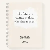 Beige cream inspirational quote notebook