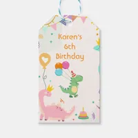 Pastel Dino Birthday Stickers Gift Tags