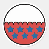 Rippled Border White and Red with Blue Stars Classic Round Sticker