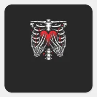 Skeleton Hands Holding Heart Halloween Costume Fun Square Sticker
