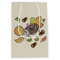 Cute hand drawn fall hedgehog saying Thank you Medium Gift Bag