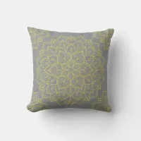 Yellow and Gray Boho Mandala Pillow