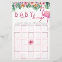Tropical Flamingo Baby Shower Bingo Game Card