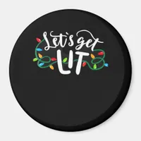 Christmas Funny Pajamas Let's Get Lit Christmas Cl Magnet