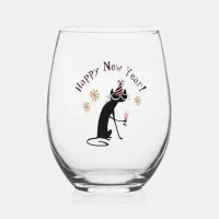 Happy New Year Stemless Wine Glass