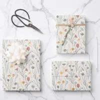 Minimalist Meadowcore Abstract Wildflowers Wrapping Paper Sheets