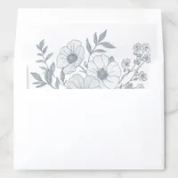 Grey Florals Illustration Wedding Envelope Liner