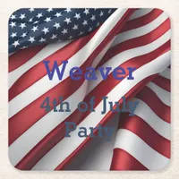 Personalized 4th of July Party Square Paper Coaster