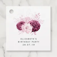 Blush Pink and Burgundy Floral Favor Tags