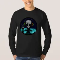 Alien Headphones giving Peace Sign  T-Shirt