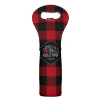 Wild Wonderful Christmas Red Buffalo Plaid ID604 Wine Bag