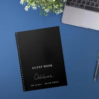 Guest book birthday black white name simple guy