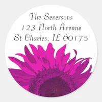 Pink Sunflower Return Address   Classic Round Sticker