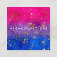 Pink Purple Blue Gold Stars Sparkle Beauty Stylist Square Business Card