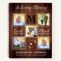 Rustic Memorial 5 Photo Budget Funeral GuestBook Notebook
