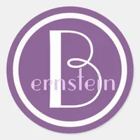 Monogrammed Initial Purpl and White Letter Sticker