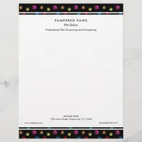 Colorful Paw Prints Professional Pet Salon Letterhead
