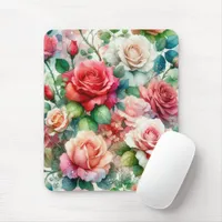 Whimsical Rose Pattern Mouse Pad