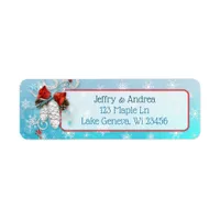 Winter Wedding Blue  Pinecones Address Labels