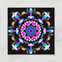 *~* Mandala Neon Healing Arts Square Business Card