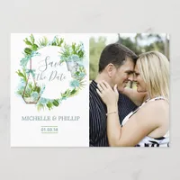 Watercolor Glass Terrarium Succulent Save the Date