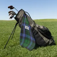 Wallace Tartan Blue & Green Monogram Initials Golf Towel