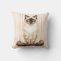 Watercolor Cat Throw Pillow Decor