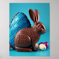 Chocolate Easter Bunny and Eggs Poster