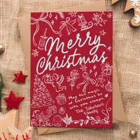 Red Hand Drawn Merry Christmas Card