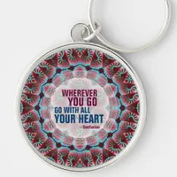 With All Your Heart Geometry Quote Keychain