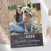 Modern Graduate Photo Custom Chalkboard Graduation Announcement Postcard
