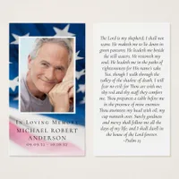 US Flag Photo Memorial Prayer Card
