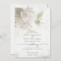 WEDDING  | Boho Watercolor Peach Blossoms  Invitation