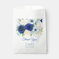 Navy Royal Bue Wedding Watercolor Ivory Flowers Favor Bag