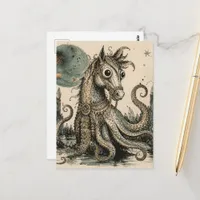 Octopus Horse Hybrid Creature Fantasy Art Postcard