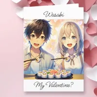 Cute Anime Sushi Pun Valentine's Day Photo Holiday Card