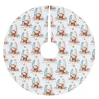Nativity Pattern Script Merry Christmas Brushed Polyester Tree Skirt