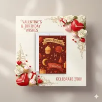 Vintage Red Celestial Birthday Valentine Holiday Card