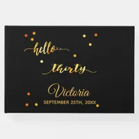 30th birthday black gold hello 30 script name guest book