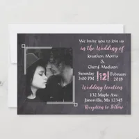 Chalkboard Black & Pink Photo  Wedding Invitations