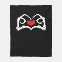 Skeleton Heart And Hands Funny  Fleece Blanket