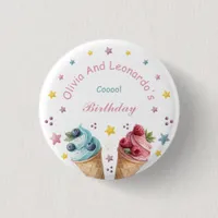 Ice Cream Cool Birthday Party Button