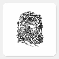 Cottagecore Aesthetic Frog Mushroom Goblincore Art Square Sticker
