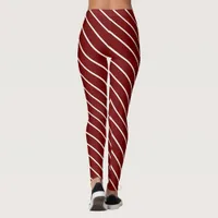 Cherry Red Diagonal Striped Yoga Leggings