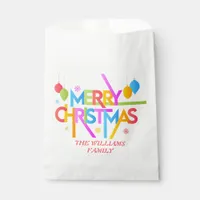 Modern Budget Merry Christmas Holiday Family Name Favor Bag